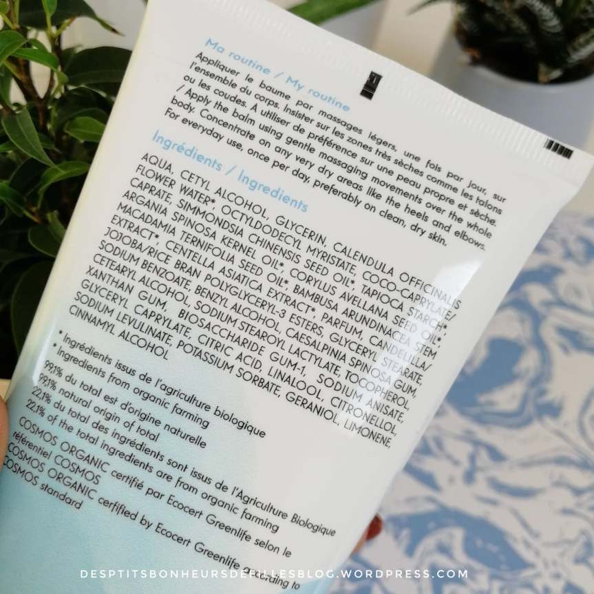 composition baume nourrissant belle & bio