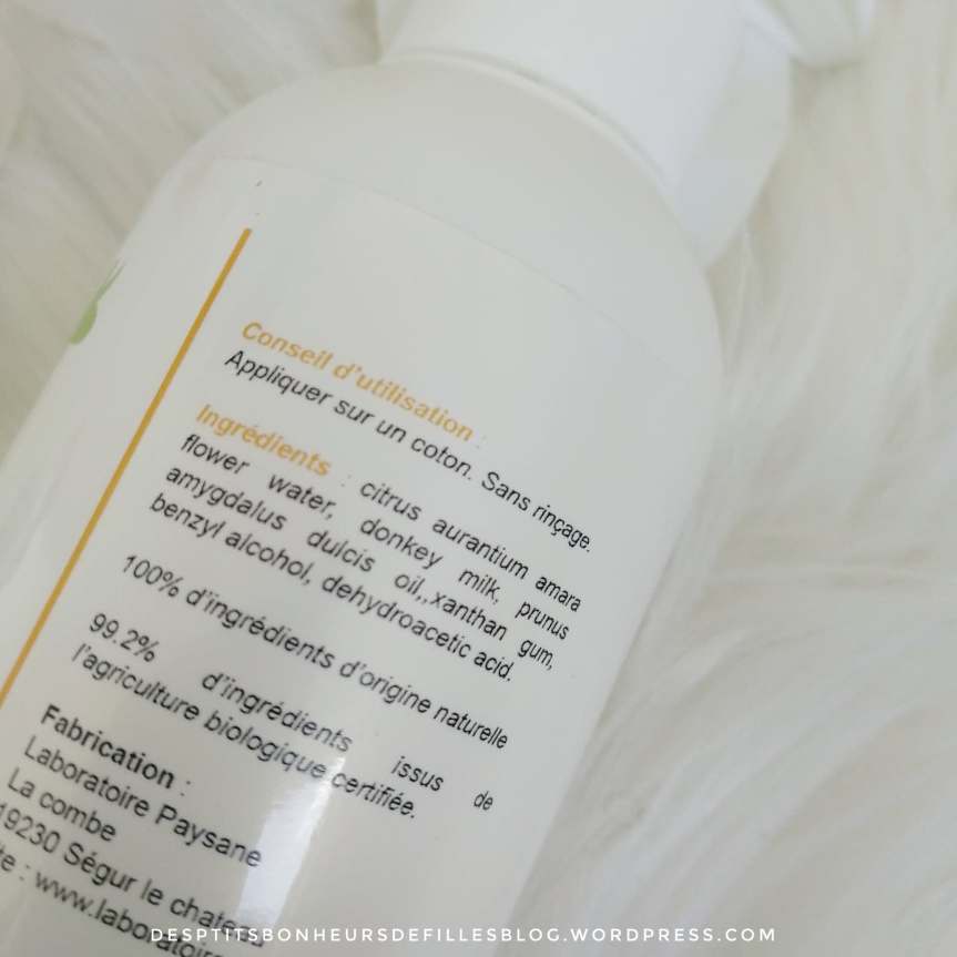 Composition Eau nettoyante Laboratoire Paysane