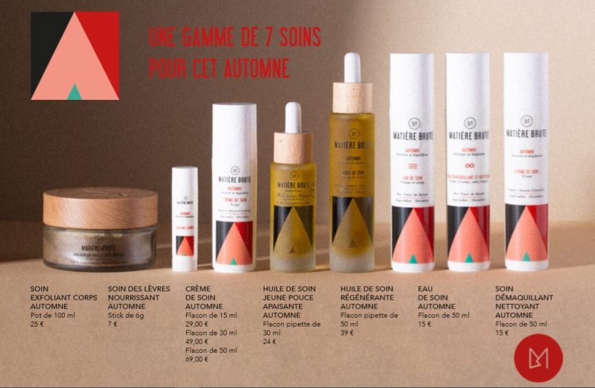 Gamme de soins automne matiere brute