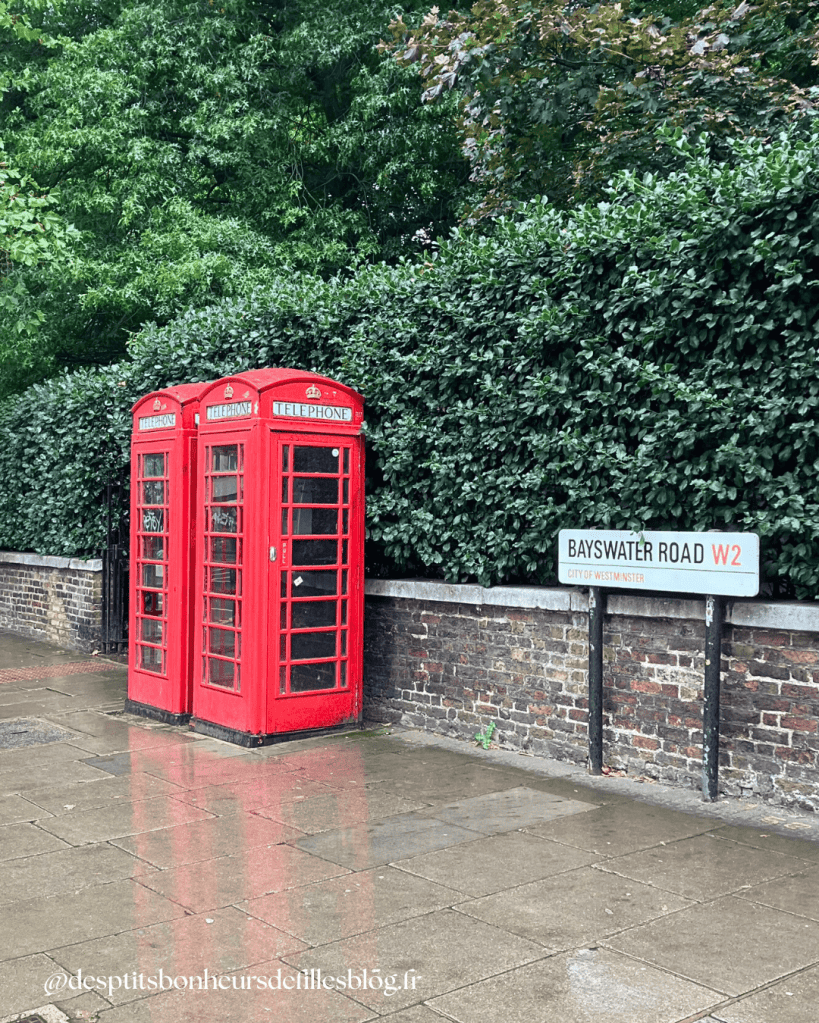 Week end à Londres Hyde park et cabines téléphoniques rouges