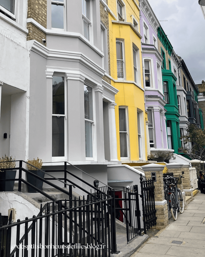 photo du quartier de Notting Hill avec maisons aux façades colorées