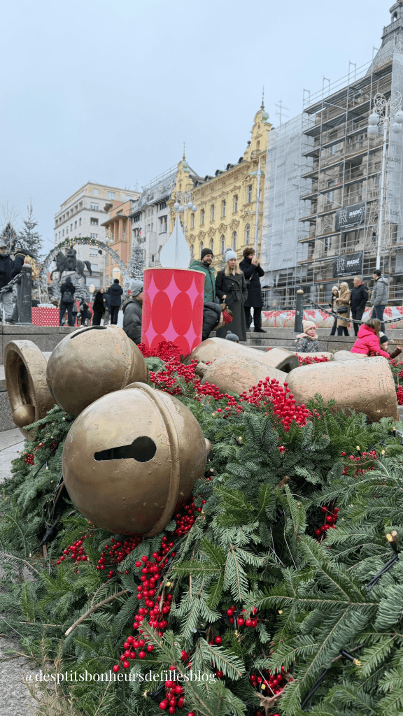 Fontaine décorée pour Noel à Zagreb