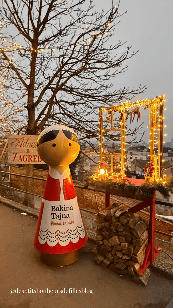 Marché de Noël de Zagreb illuminé en hiver